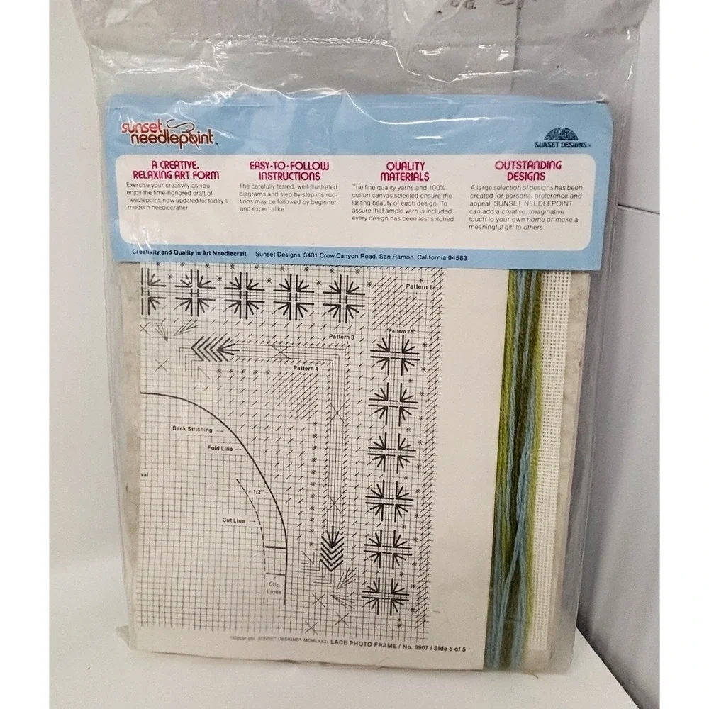 Vintage Sunset Needlepoint Wedding Lace Photo Frame Kit Fits 8x10 NOS